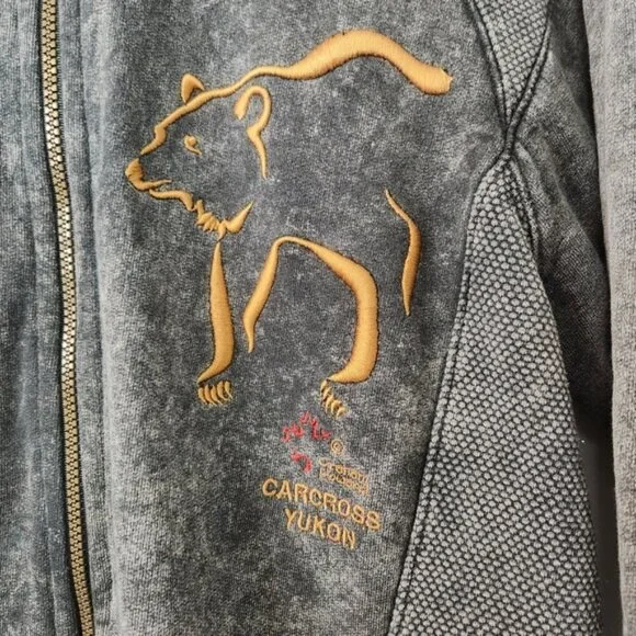 Vintage 90s Carcross Yukon Zip Sweatshirt Jacket 1990s Grunge Preppy Ski bear - Picture 3 of 11